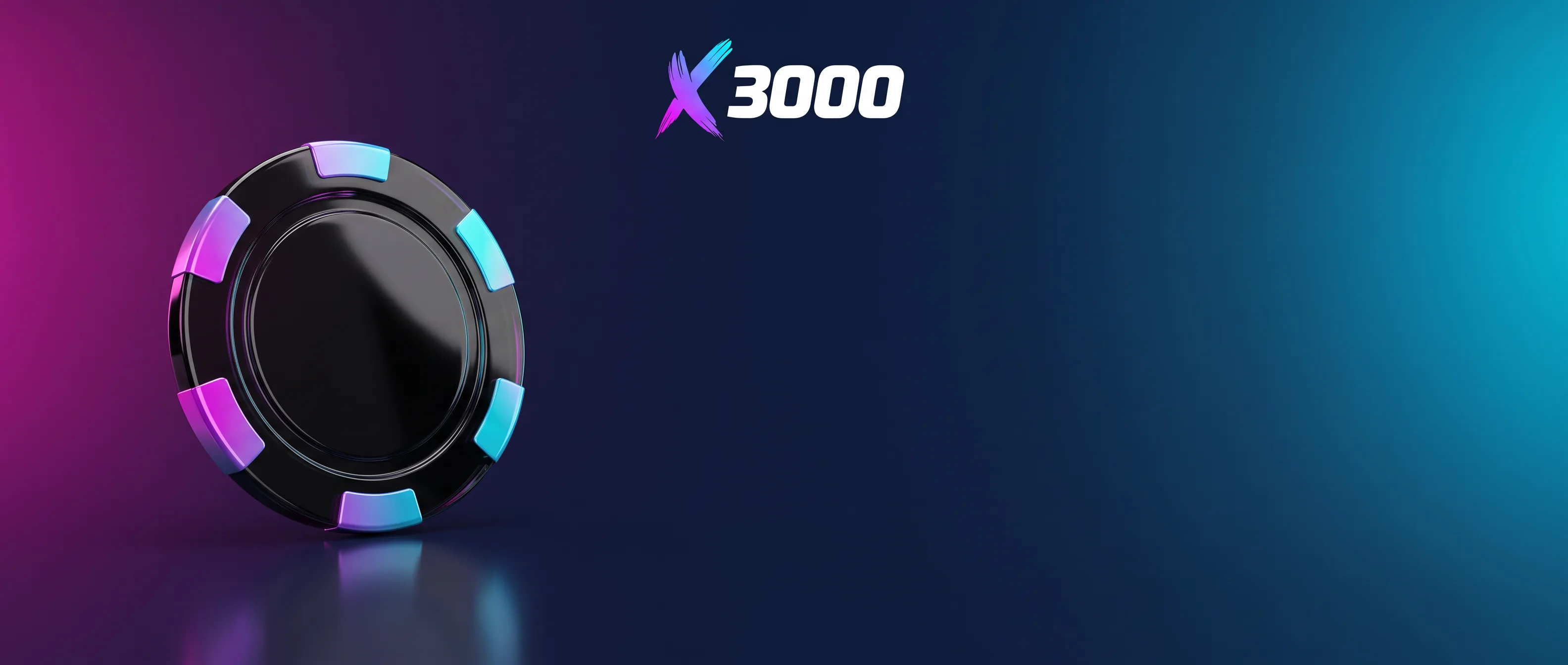 X3000 kazino ar irizējošu spēļu žetonu